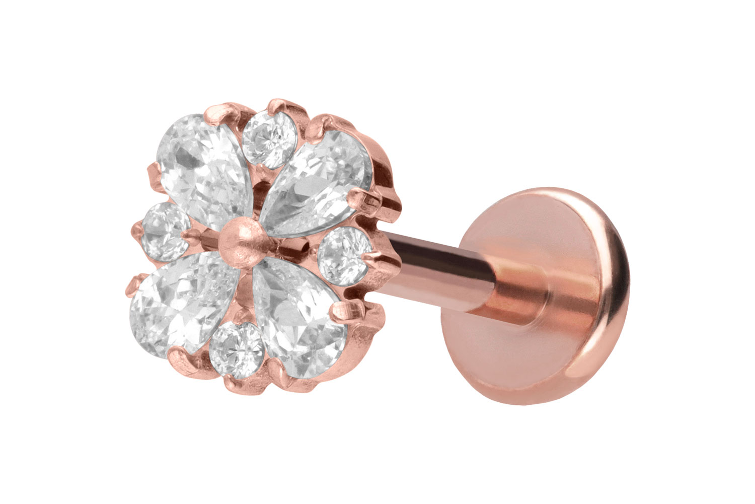Titan Labret Piercing mit Push Fit KRISTALLORNAMENT